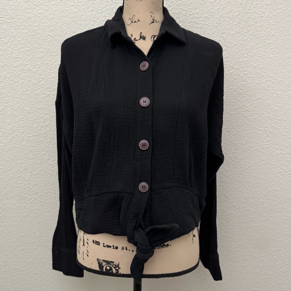 Free People Sunstreaks Tie Front Top Blouse Size Small - Picture 2 of 13